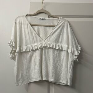 White Zara Ruffle Top